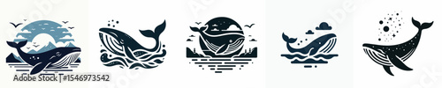 vector silhouette of whale