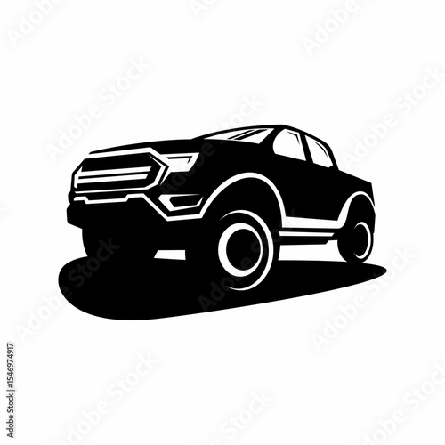 Pick up car vector black silhouette