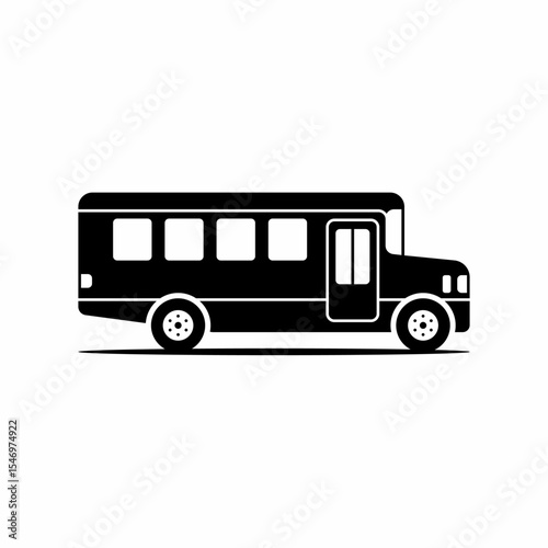 Vector school bus silhouette isolated on white background