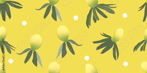 Abstract Yellow flower pattern on yellow background.