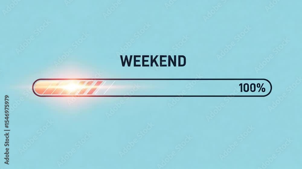 Loading Weekend Bar Progress Animation on Light Blue Background