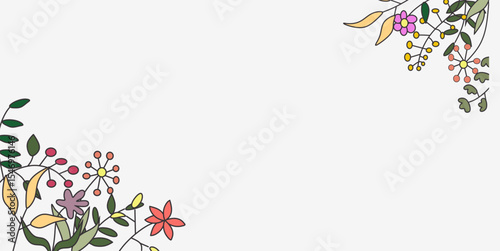 Colorful flower and leaf template design with negative area for text. floral template background