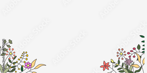 Colorful flower and leaf template design with negative area for text. floral template background