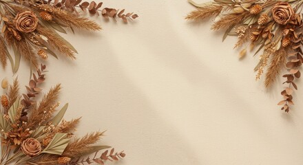 Dried plants corner arrangement