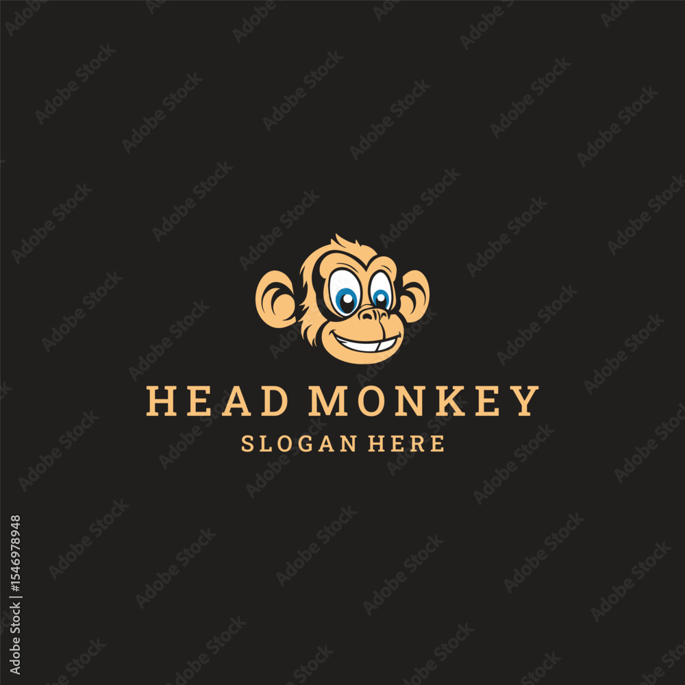 Head monkey logo style icon design template vector illustration