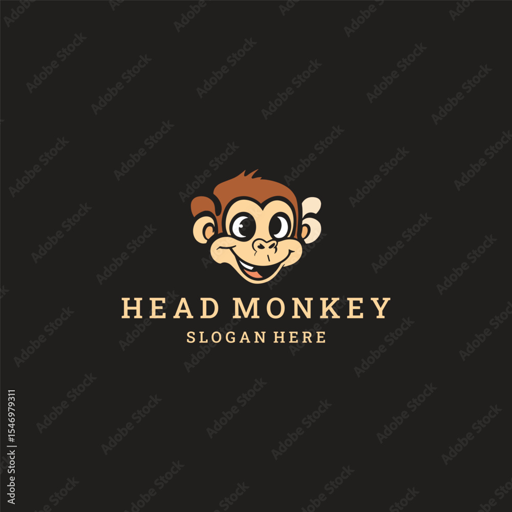 Head monkey logo style icon design template vector illustration