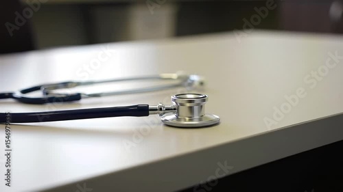 Slow-Motion Ultra HD  Stethoscope on Desk for Doctors’ Day