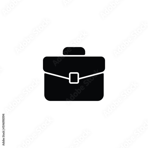 A simple black and white briefcase icon. Minimalist design.