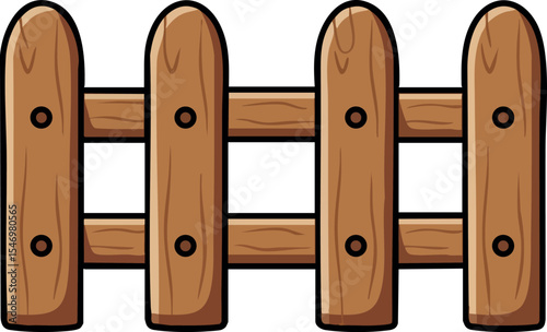 Wooden fence vector illustration with natural wood texture and classic design 