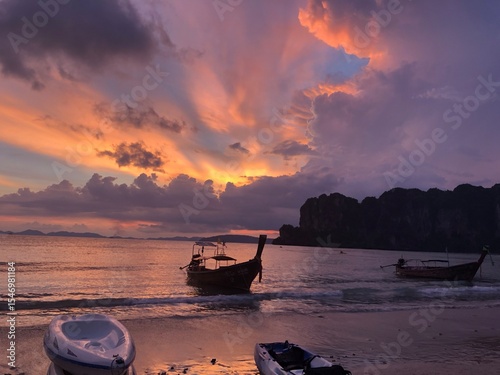 boat at sunset