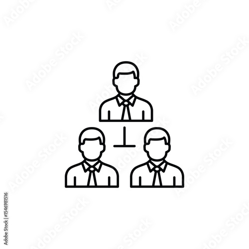 Simple line art depicting a three-person business hierarchy.