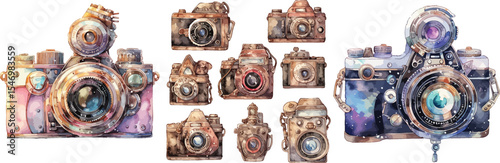 steampunk camera watercolor clipart | steampunk camera clipart for graphic resources
