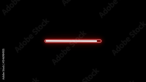 Glowing neon red light bar isolated against a black background abstract modern design element for futuristic concepts and digital visualizations