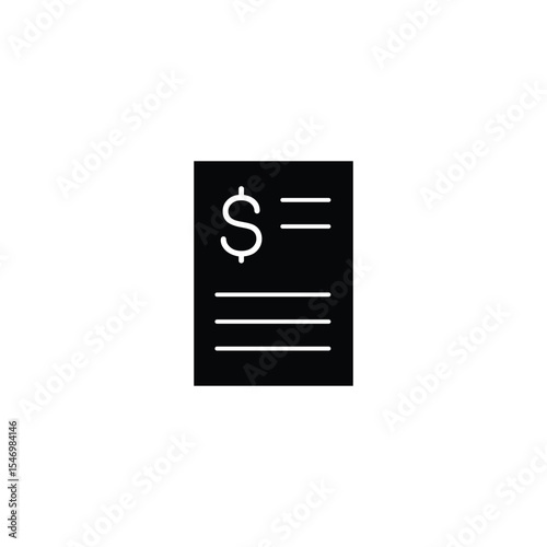 Simple black icon depicting a financial document, suitable for financial apps or websites.