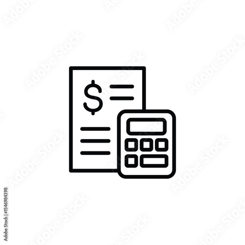 Icon depicting a calculator and invoice, symbolizing financial calculations and accounting.