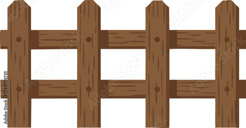 Wooden Fence Panel Simple Rustic Garden Barrier Illustration Vector Image 