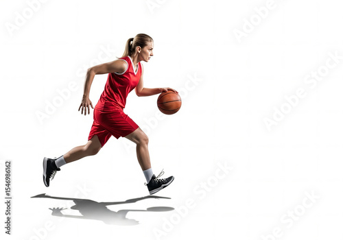 Female Basketball Player in Red Jersey