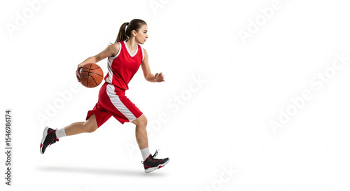 Female Basketball Player in Red Jersey