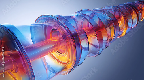 
A pipe with a yellow and orange casing is shown in a computer simulation. Concept of technology and engineering

