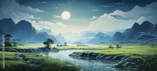 galaxy version of Rice fields World,ai generative