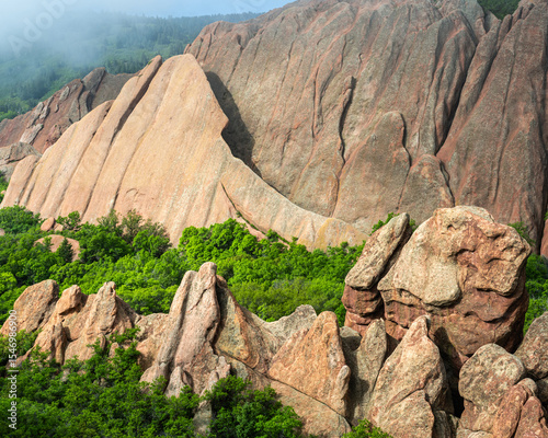 Red rock formations from above