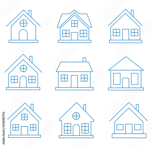 Vector set of house thin line icons. house icon . home icon set.