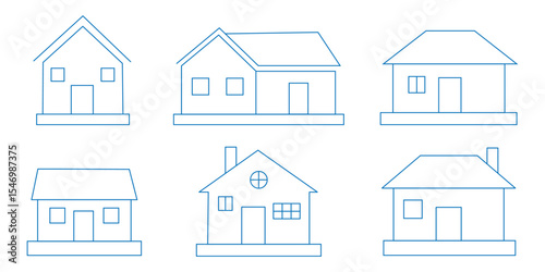 Vector set of house thin line icons. house icon . home icon set.