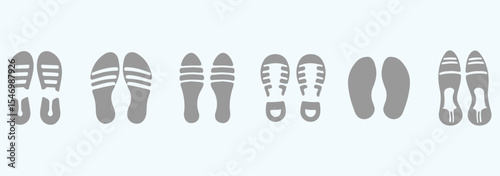 Shoes prints icon vector set. Footprints illustration sign collection. Human shoeprint vector silhouette.
