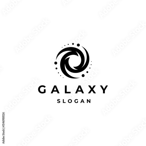 space galaxy logo with spiral shape in flat vector design style