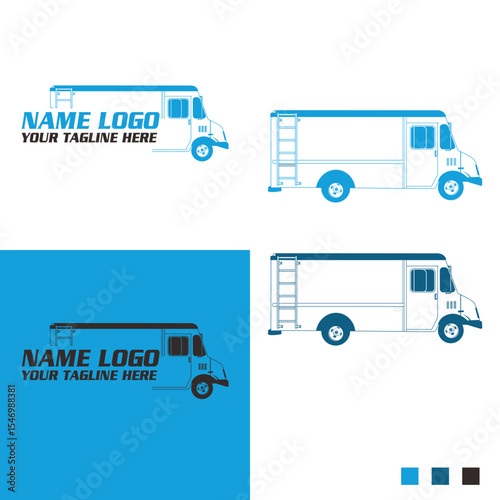 Food truck silhouette logo design. Food truck illustration for element design. Logistic trucking sign. Express delivery trucks icons