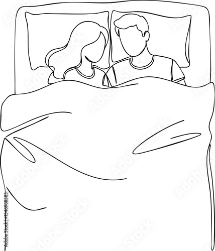 Couple lying together in bed line art vector illustration peaceful intimacy 