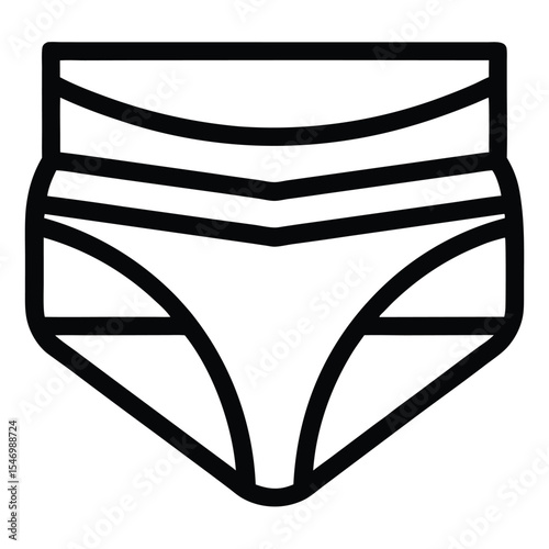 Briefs Line Art Vector Icon | Minimal Black and White Fashion Illustration