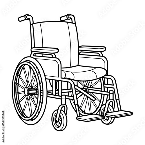 wheelchair illustration vector style colouring page 