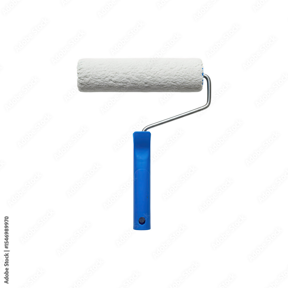 Fototapeta premium Paint roller with white foam head and blue handle
