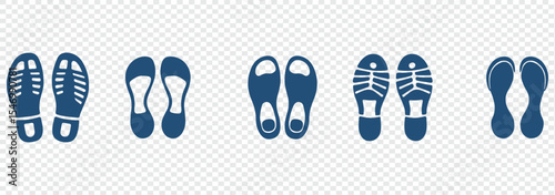 Shoe print boot, foot step silhouette mark. Shoe print set. eps 10