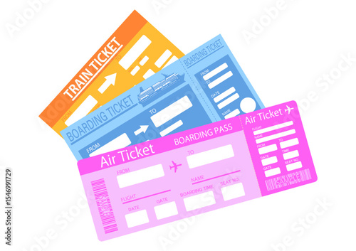 鉄道と船と飛行機のチケット