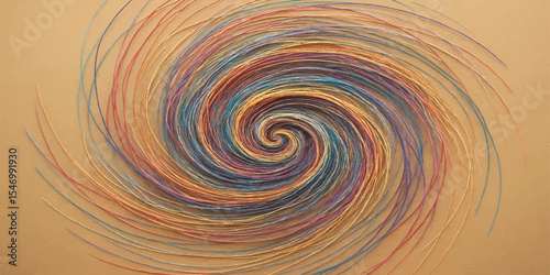 Colourful abstract spiral and swirl patterns create a vibrant vortex design perfect for digital art or a dynamic wallpaper backdrop