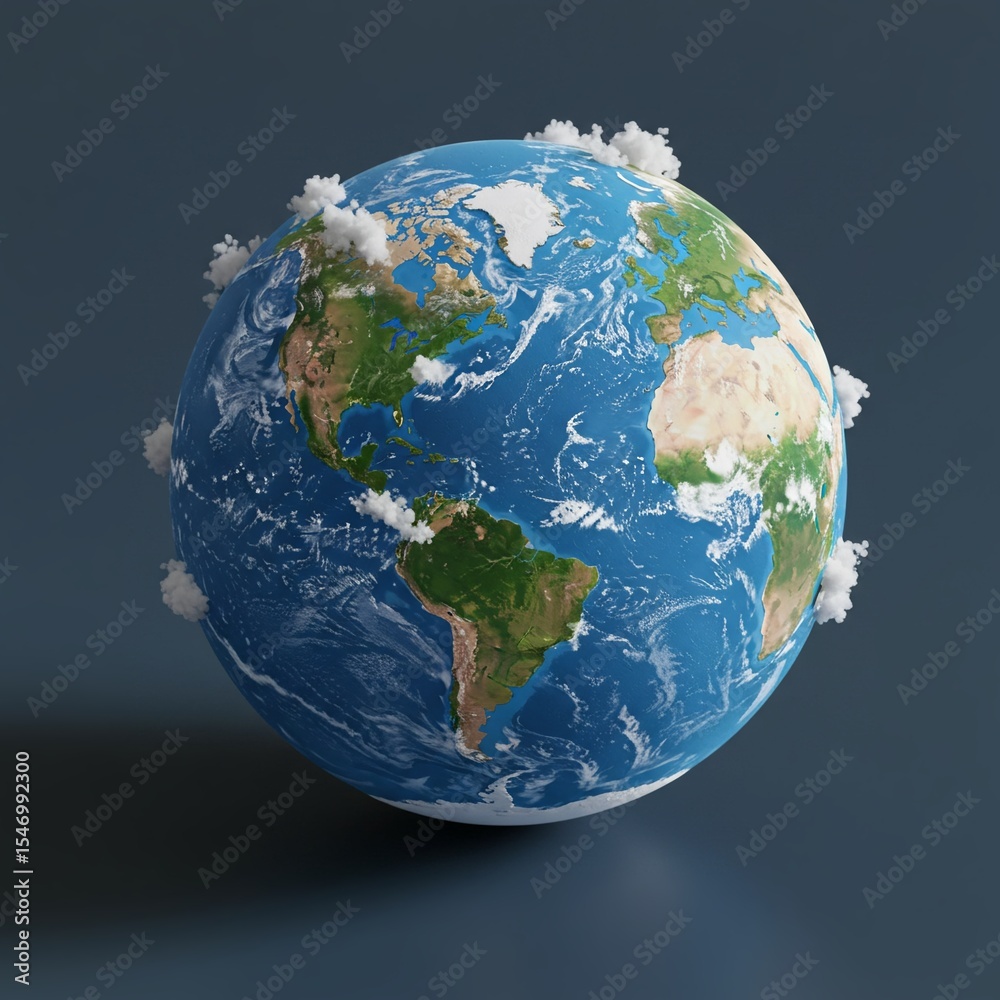 Fototapeta premium Global Earth Planet with Clouds Render