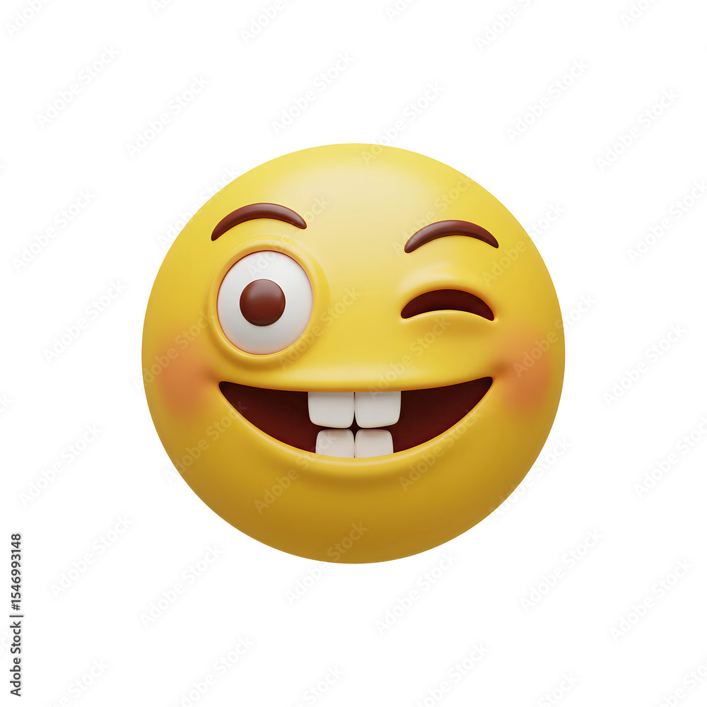 Fototapeta premium A winking yellow smiley face emoji adding a playful and cheeky vibe.