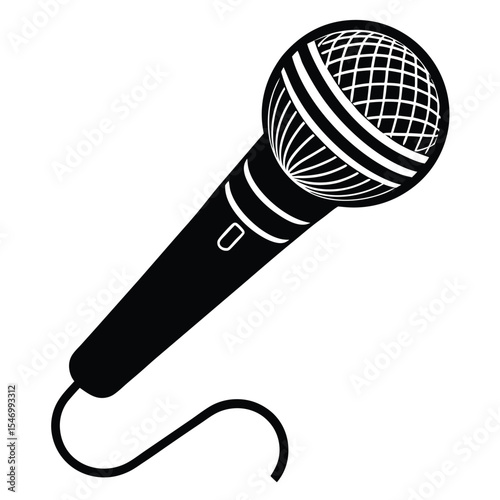 Microphone vector illustration isolated on white background showing black audio equipment for music and recording