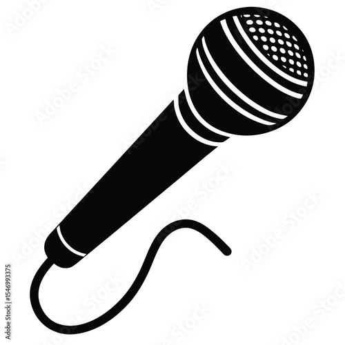 Microphone vector illustration isolated on white background showing black audio equipment for music and recording