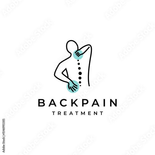 back pain treatment logo design concept vector icon illustration linear outline style