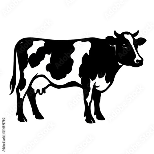 black and white cow silhouette victor style 