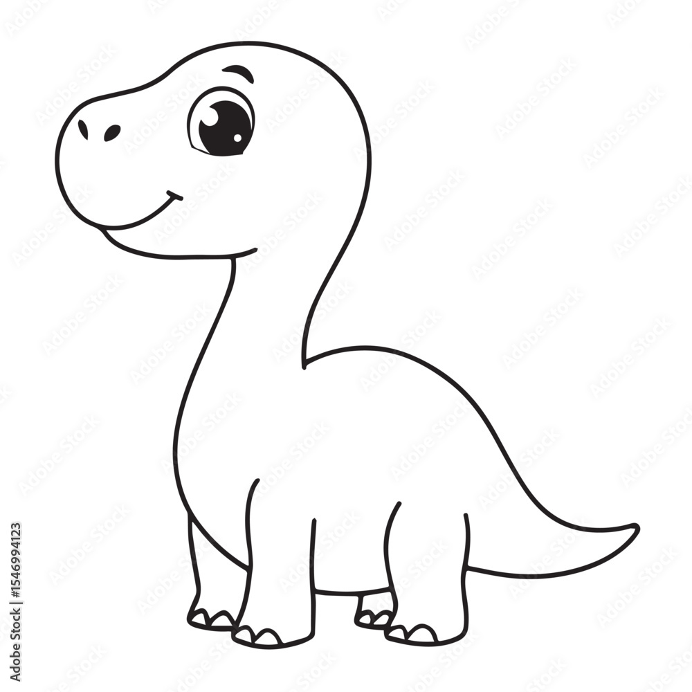 Obraz premium Cute cartoon dinosaur outline illustration for kids