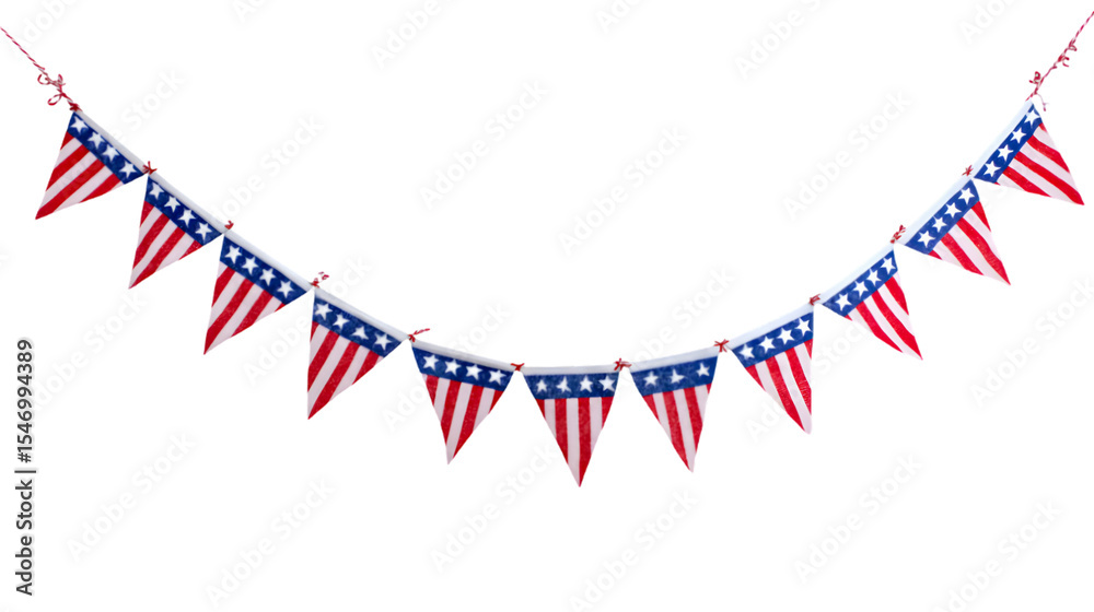 Obraz premium Festive American Flag Bunting Decoration for Patriotic Celebrations, transparent background