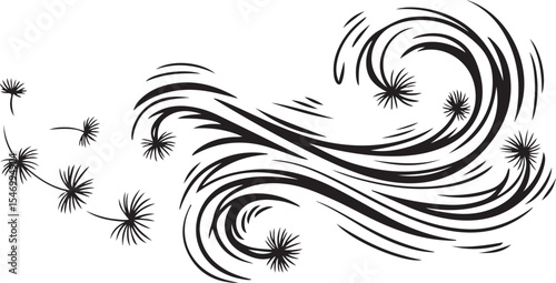 Swirling Wind Gust Doodle Vector with Curvy Motion Lines