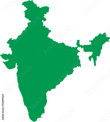 green vector silhouette of India's map, ideal for educational content, political infographics, geographic design, or cultural presentations with a clean and modern visual appeal.