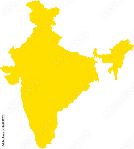yellow vector silhouette of India's map, ideal for educational content, political infographics, geographic design, or cultural presentations with a clean and modern visual appeal.
