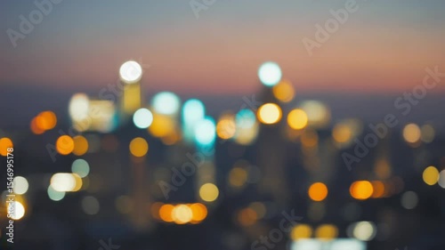 Blurred Cityscape Lights at Twilight with Soft Bokeh Effect