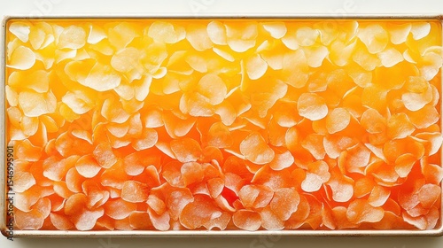 Colorful Petals in Gradient Hue from Yellow to Orange in a Tray